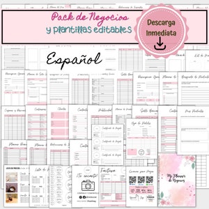 Pack de Negocios Español, Planner, Plantillas Editables en Canva, Facturas, Formulario de Pedido, Escaneo para Pagar, Lista de precios