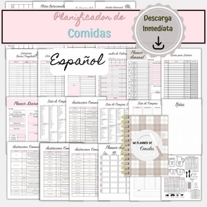 Printable Meal Planner, Food Diary, Meal Tracker, Menu Plan and Prep, Shopping List