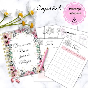 Diário Devocional para Mulheres para Impressão, Diário Cristão em Espanhol, Diário de Oração