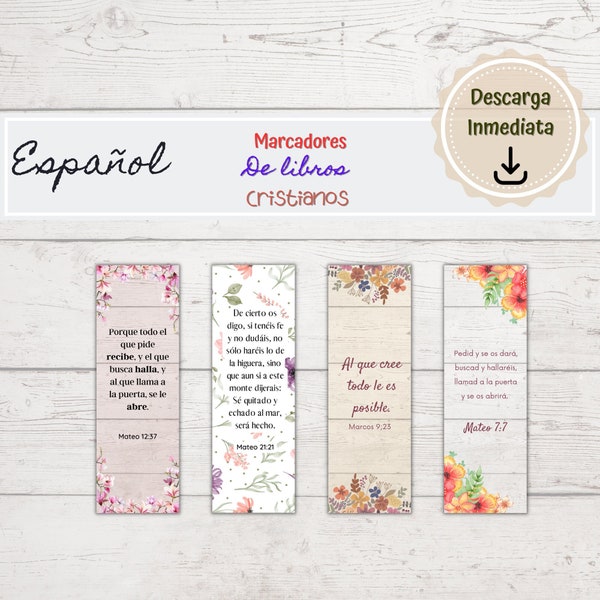 Spanish Bible Bookmarks Printable, Marcadores de Libros Cristianos, Marcadores de Libros Ley de Atracción, Marcadores para imprimir