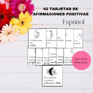 Spanish Positive Affirmations, Tarjetas de Positividad, Ley de Atracción, Spanish Visión Board, Afirmaciones positivas imprimibles