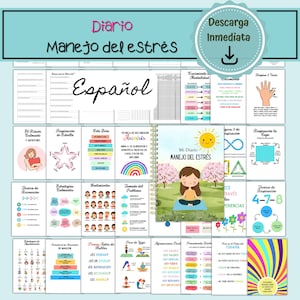 Libro de trabajo para el manejo del estrés, hojas de trabajo de terapia de autoayuda, libro de trabajo para aliviar el estrés en PDF
