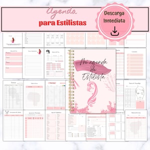 Planificador de Salón de Belleza, Agenda para Estilistas, Planificador Imprimible sin Fecha, Libro de Citas de Peluquería
