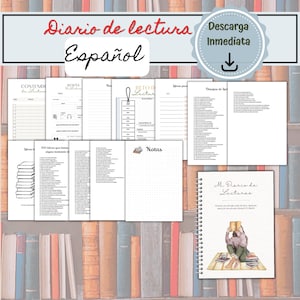 Spaans leesdagboek, afdrukbare leesplanner, boekrecensiedagboek, boektracker