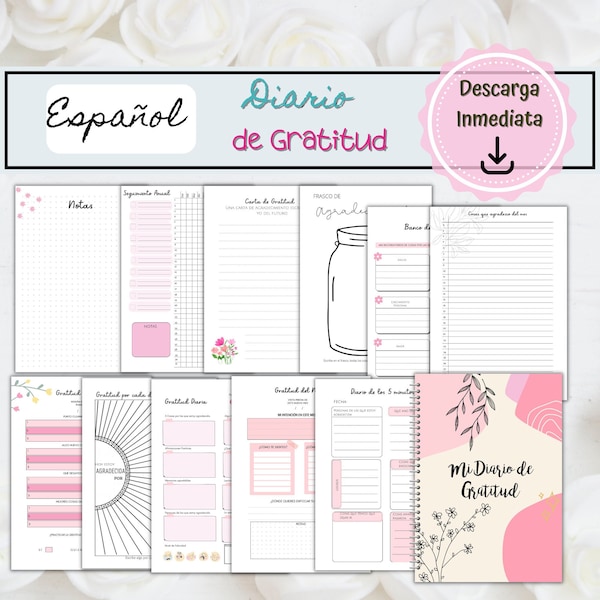 Unprintable Gratitude Journal in Spanish, Positivity and Gratitude Daily Tracking Journal | printable planner