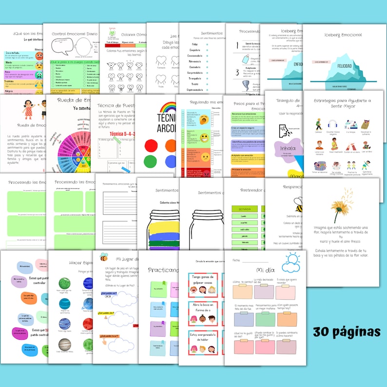 Diario de las emociones para Niños en Español Terapia Salud Mental y Hojas de trabajo Diario de Ansiedad Depresión Bienestar Autocuidado imagen 3