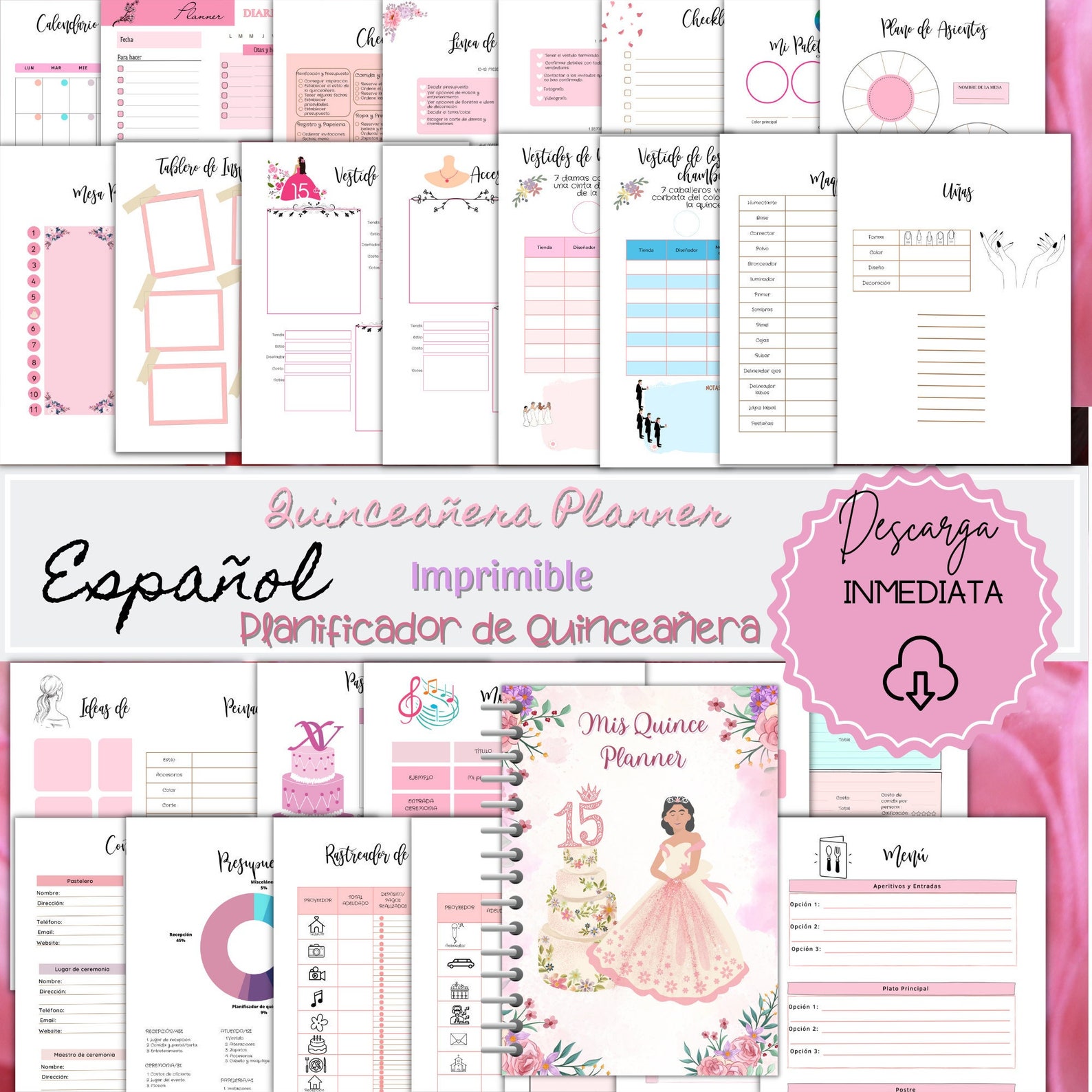 Printable Quinceanera Planner Printable Quinceanera Planner Etsy