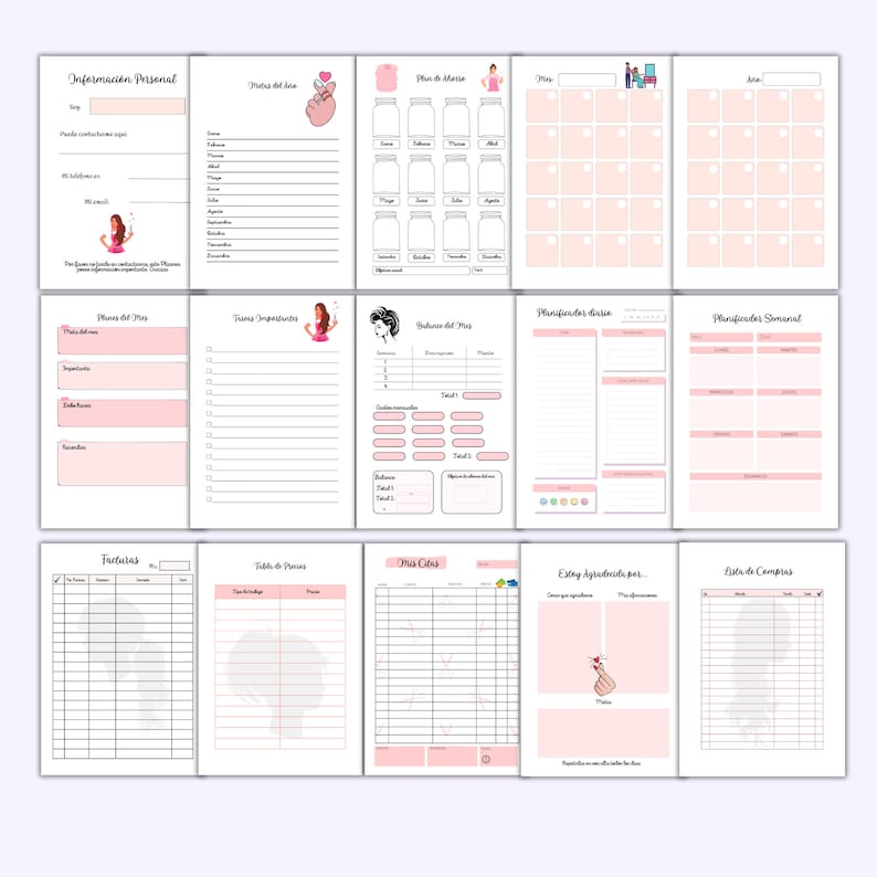 Beauty Salon Planner, Agenda for Stylist, Printable Undated Planner, Hair Salon Appointment Book image 3