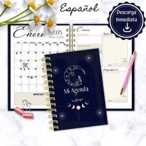 Lunar Agenda 2025 in Spanish, Printable Lunar Agenda 2025, Printable Lunar Calendar 2025, Printable Lunar Planner