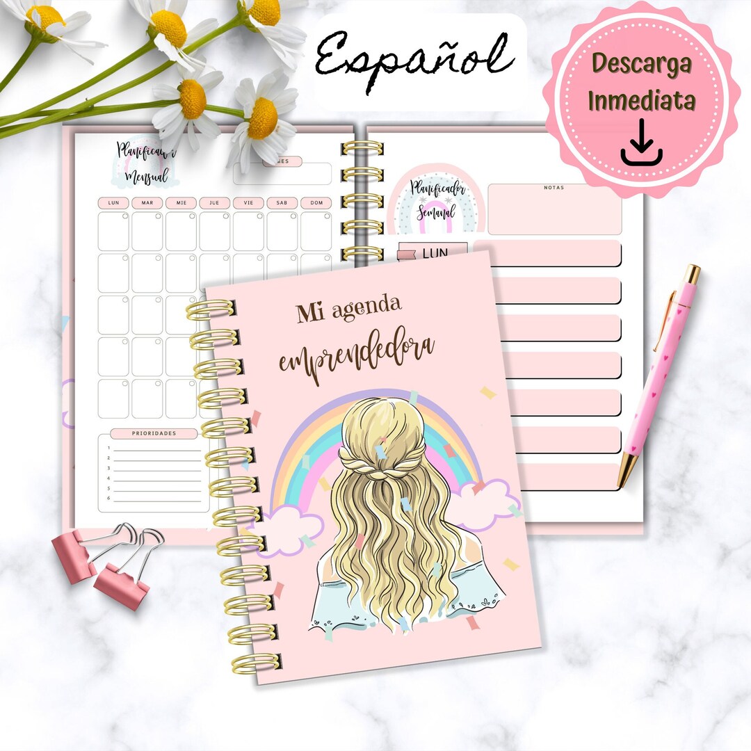 Agenda emprendedora de arcoíris | Agenda perpetua sin fecha en español ...