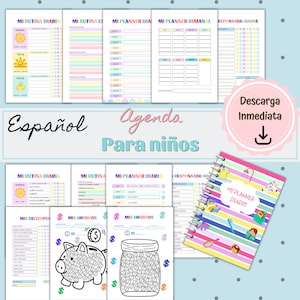 Task Agenda in Spanish for children, Checklick Printable Daily Routines for Children, Routines and Responsibilities Planner for Children PDF
