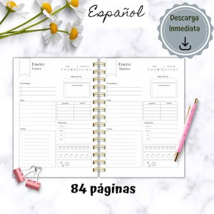 Undated Daily Planner in Spanish, Printable Minimalist Daily Planner, PDF Agenda Insert Pages, A4 A5
