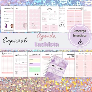 Eyelash Planner in Spanish, Printable Lashista Agenda in Spanish, PDF Eyelash Business Planner