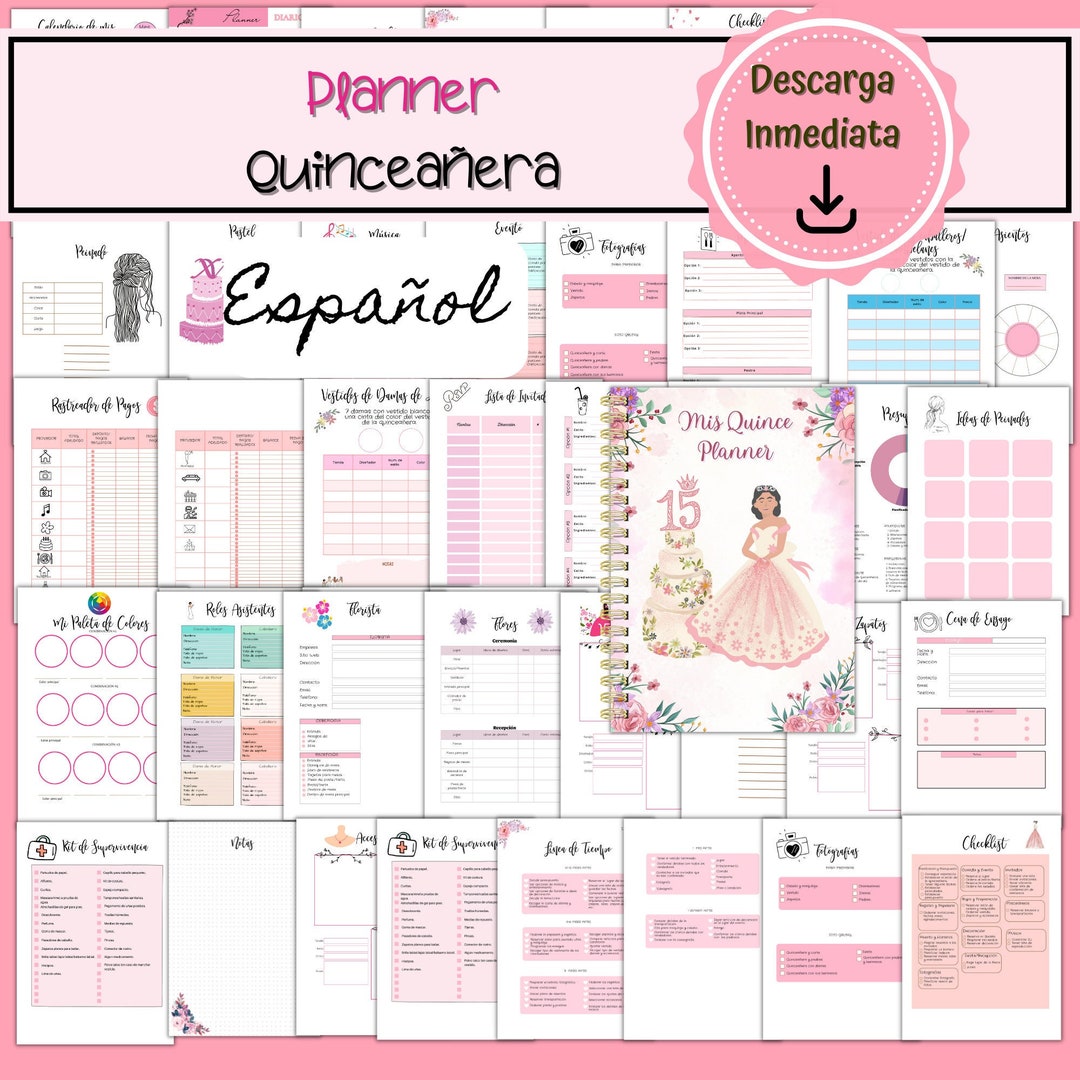 Printable Quinceanera Planner, Printable Quinceanera Planner, Printable Mis Quince Planner Etsy
