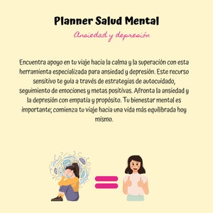 Libro de trabajo en español para la depresión y ansiedad, Hojas de trabajo alivio depresión y ansiedad, Hojas de terapia salud mental imagen 2