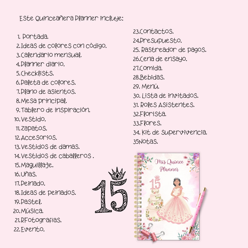 Printable Quinceanera Planner, Printable Quinceanera Planner, Printable Mis Quince Planner - Etsy
