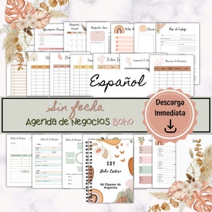 Planner de Negocio sin Fecha | Planificador Gerencial | Agenda Boho Imprimible | Agenda de Empresas Boho