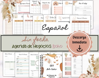 Undatierter Businessplaner | Managementplaner | Druckbare Boho-Agenda | Boho-Business-Agenda