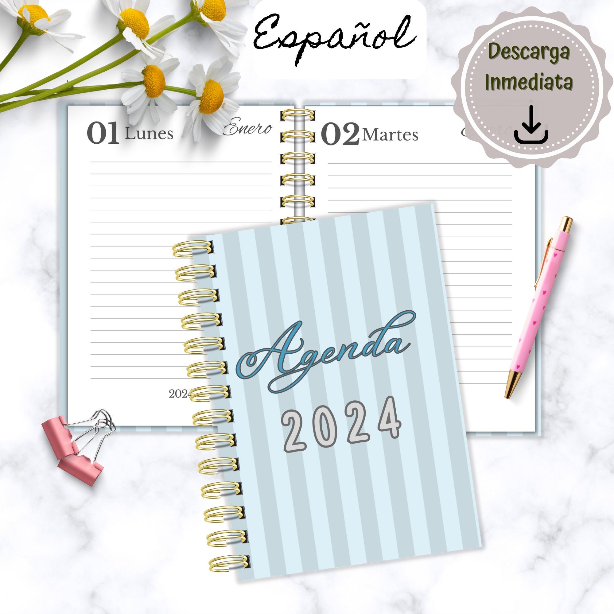 Agenda One Day per Page 2024, Daily Planner 2024, Printable Agenda