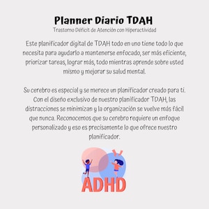 May include: A digital planner designed for people with ADHD. The planner is illustrated with two cartoon children running towards each other. The text "ADHD" is written in large, bold letters.
