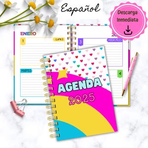 Colorful Agenda 2025, Printable Planner 2025, Printable PDF Agenda, Agenda 2025 in Spanish