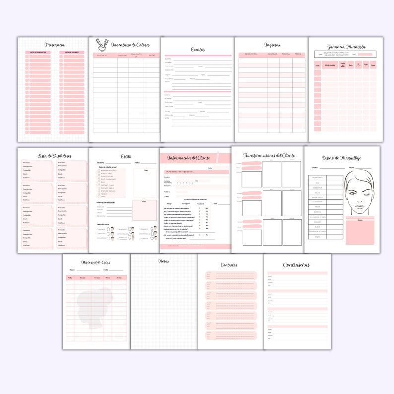 Beauty Salon Planner, Agenda for Stylist, Printable Undated Planner, Hair Salon Appointment Book image 4