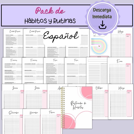 Planificador de Hábitos Imprimible, Rastreador de Hábitos Imprimible, Planner de Hábitos, Planificador de Rutinas