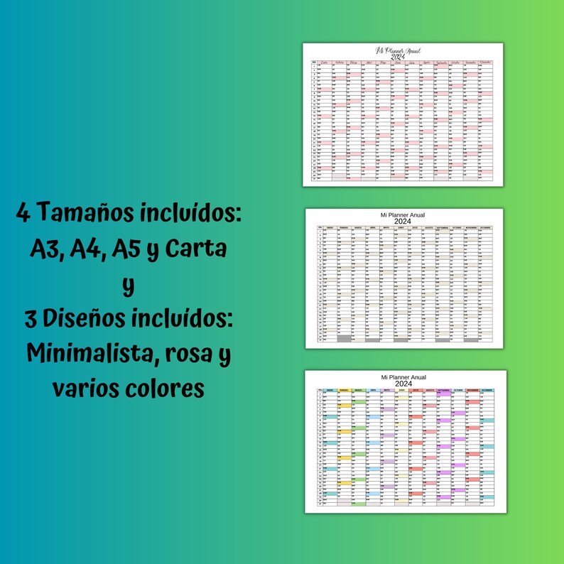 Printable Annual Calendar 2024 Horizontal Annual Planner - Etsy