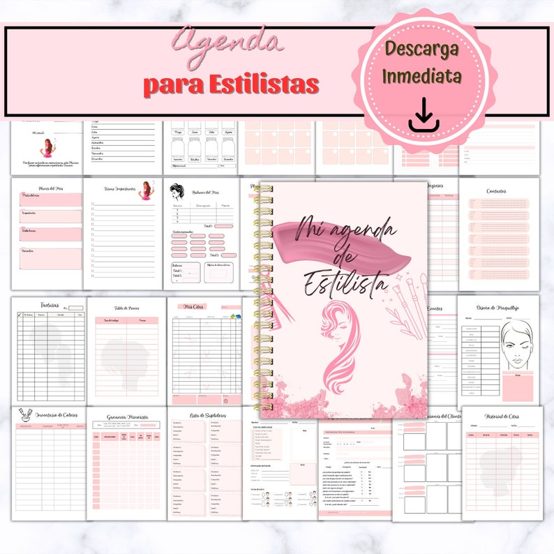 Beauty Salon Planner, Agenda for Stylist, Printable Undated Planner, Hair Salon Appointment Book image 1