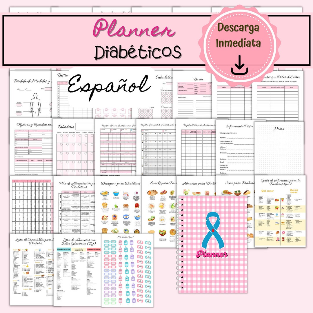 Printable Diabetic Planner, Diabetes Control Agenda, Blood Sugar Record