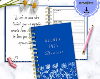 Minimalist 2024 Agenda in Spanish, 2024 Daily Agenda, Printable 2024 Agenda, Personalized 2024 Agenda