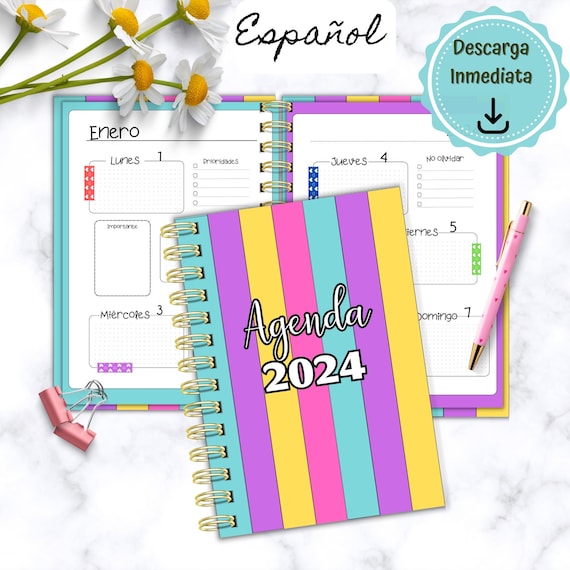 Colorful Agenda 2024, Printable Planner 2024, Printable Pdf Agenda