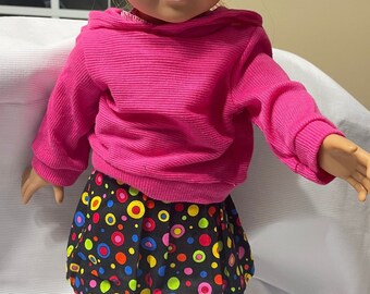 Pink Hooded Top with Skirt for 18 Inch Doll