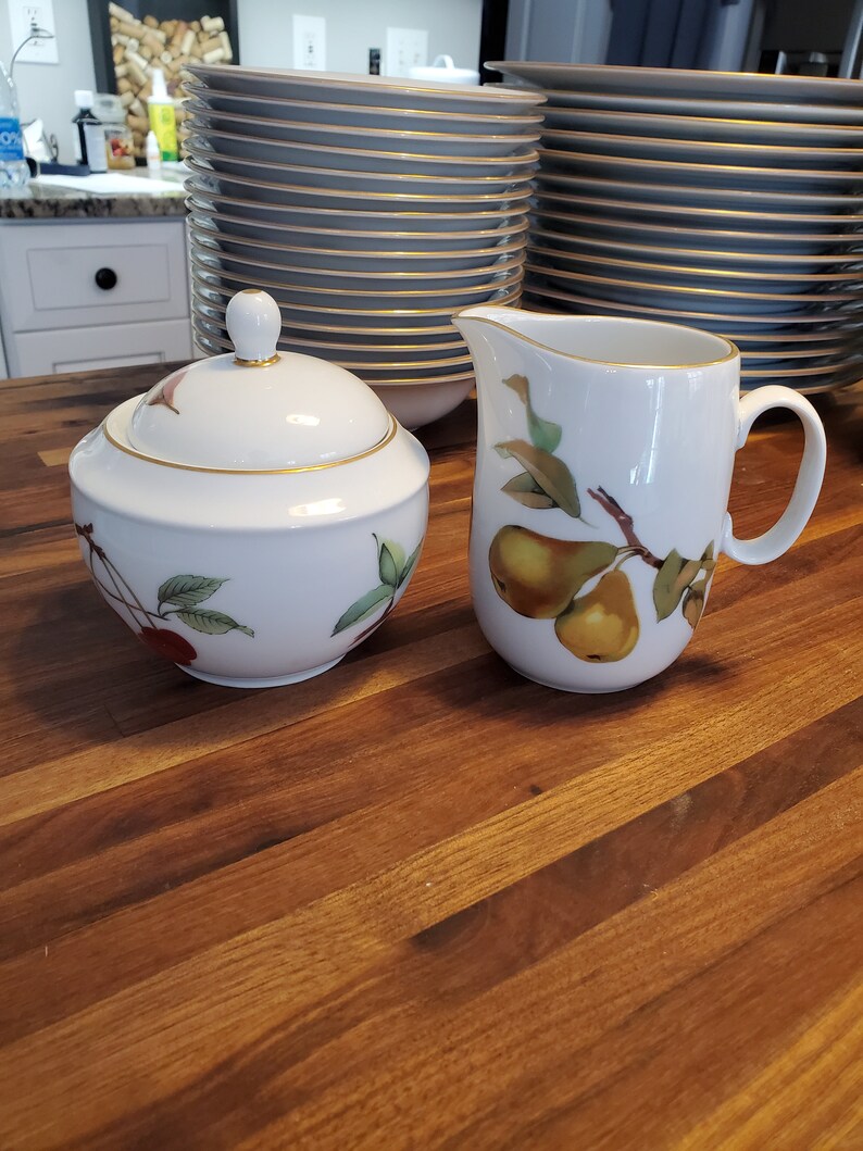 Royal Worcester Evesham Gold Sugar and Creamer Set Etsy