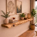 Floating Live Edge Shelf - Acacia Wood, Rustic Wall Shelf product logo
