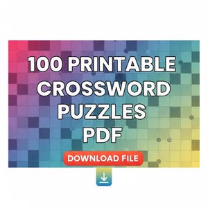 100 Printable Crossword Puzzles with Solutions | PDF Instant Download | Fun Brain Game for Adults & Seniors