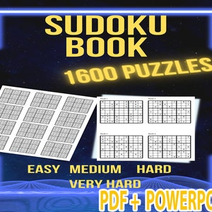 1600 Sudoku Puzzles Printable | 1600 Puzzles Easy to Very Hard with Solutions | Instant Download PDF | Brain Game for Adults & Seniors
