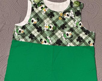 Handmade St. Patrick's Day Playsuit - Romper 0-3 months.