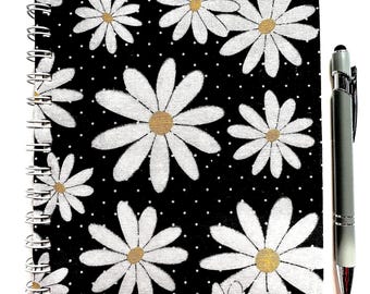 Handmade Daisy Spiral Notebook: Stationery Gift Set with Pen, Bookmark & Stickers
