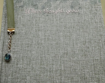 Hand-sewn Journal with Sprayed Edges – Custom Printed Lined Pages, Ribbon Bookmark