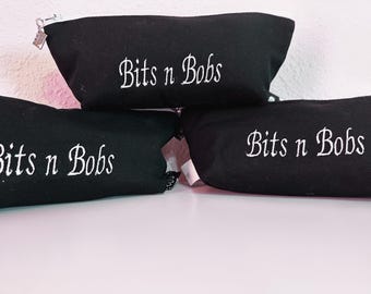 Embroidered  Zipper Pouch | Notions Bag | Pencil Case - Handmade from scratch