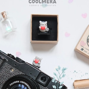 Camera Hotshoe Cover Tiny Love Heart Cat Kitty - Cute Animals Handmade from Clay - Flash Cover Hot Shoe Decoration Accessories