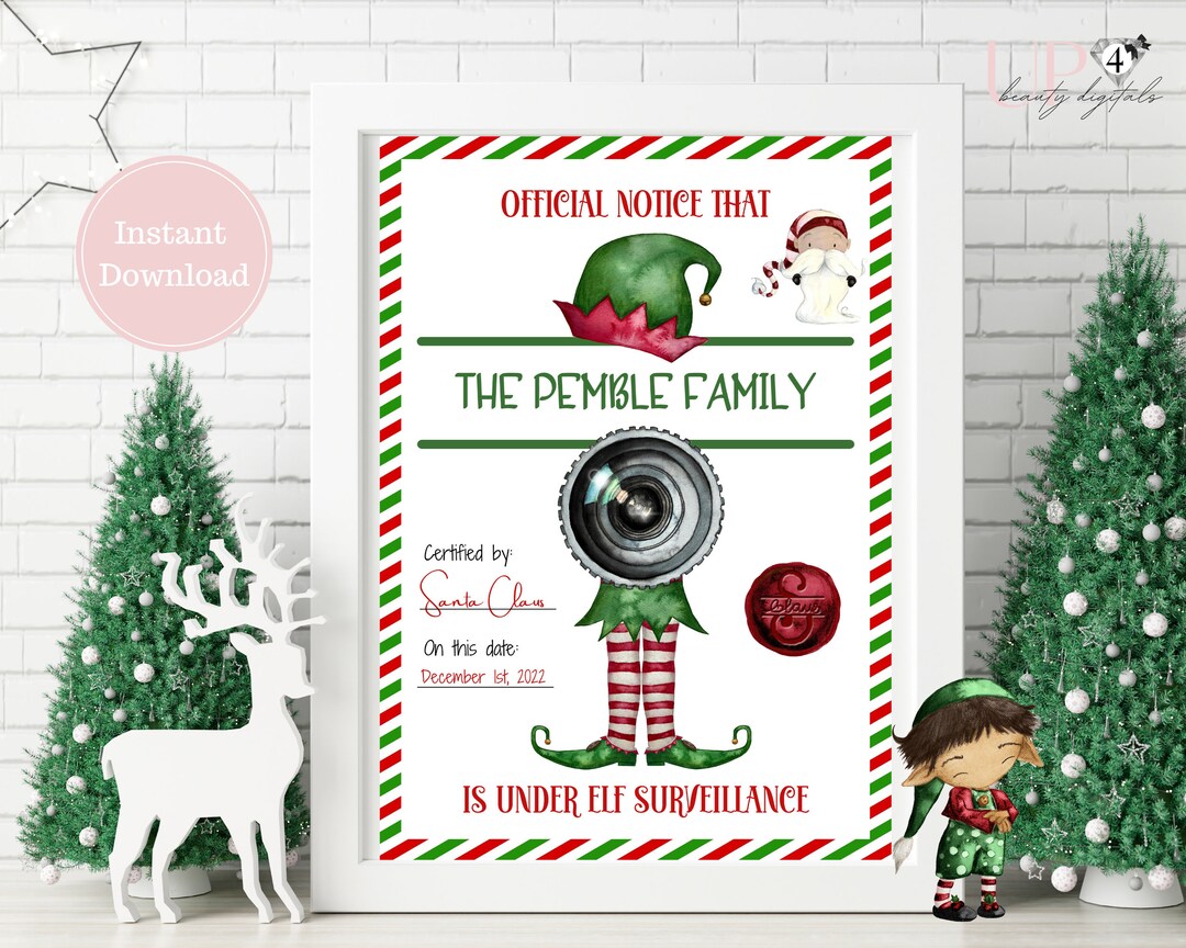 Elf Surveillance Sign Printable, This House is Under Elf Surveillance