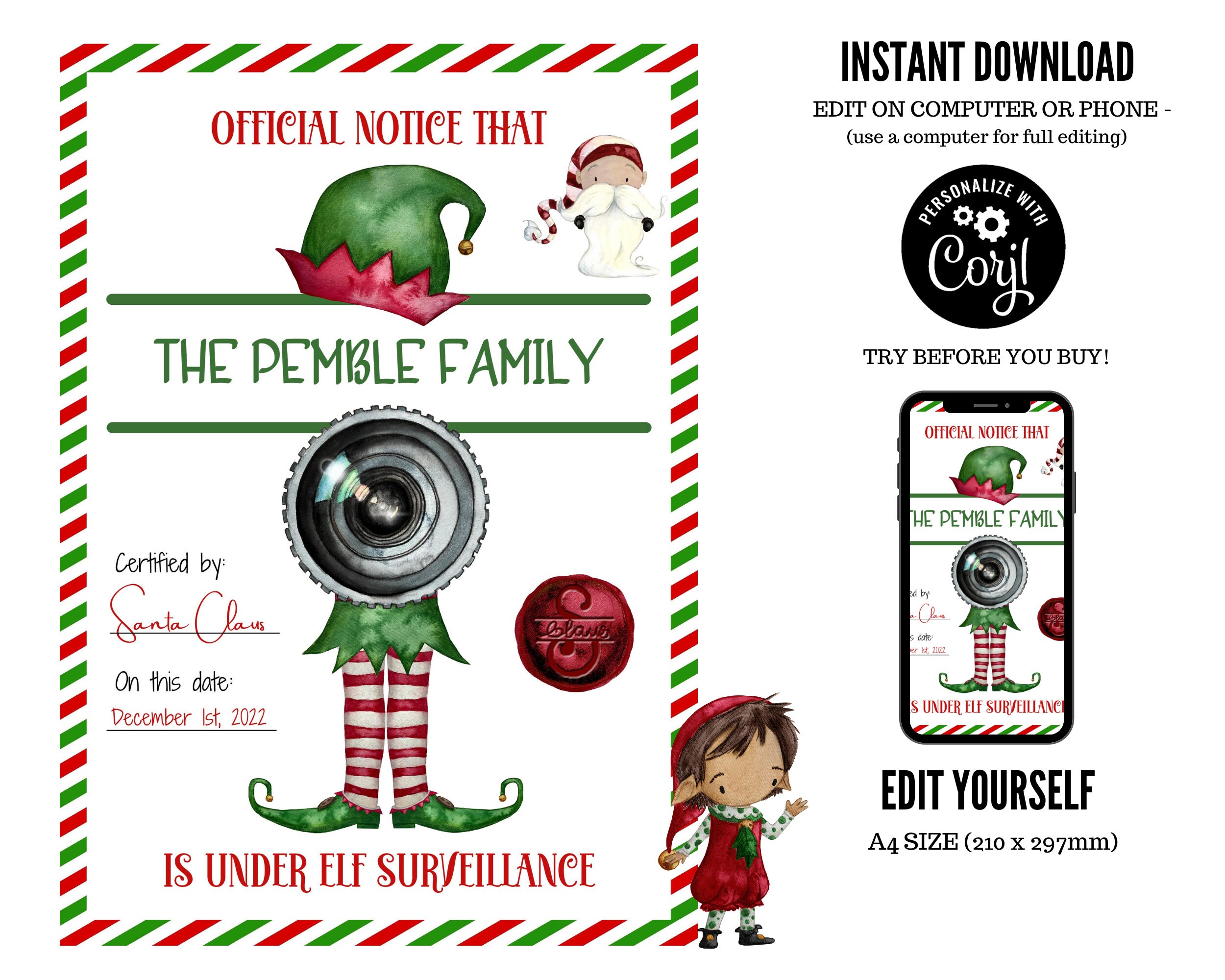Elf Surveillance Sign Printable, This House is Under Elf Surveillance