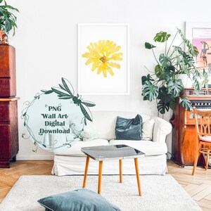 Watercolor Sunflower Bloom Wall Art Yellow on White Background Farmhouse Cottage Floral PNG File
