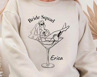 Personalized Bridesmaid Sweatshirt, Custom Name Bridal Party Sweater, Matching Bachelorette Cotton Shirt, Team Bride, Maid of Honor Gift