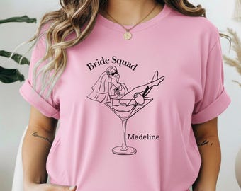 Personalized Bridesmaid Shirt, Custom Bride Squad Shirt With Name, Unisex Cotton Shirt, Matching Bachelorette Party Tee, Bridal Party Shirt