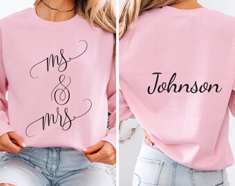 Personalized Mr and Mrs Sweatshirt, Custom Last Name Cotton Blend Crewneck Shirt, Gift for Him and Her, Matching Couples Shirt, Wedding Gift