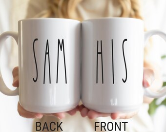 Personalized His Coffee Mug, Custom Ceramic Name Mug, Gift for Boyfriend, Engraved Husband Mug From Wife, Wedding Anniversary Gift for Him
