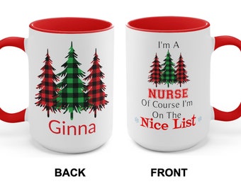 Personalized Nurse Christmas Mug, Custom Name Profession Mug, Coffee Lover Gift, Christmas Gift for Nurse, Secret Santa Gift, Unique Tea Cup
